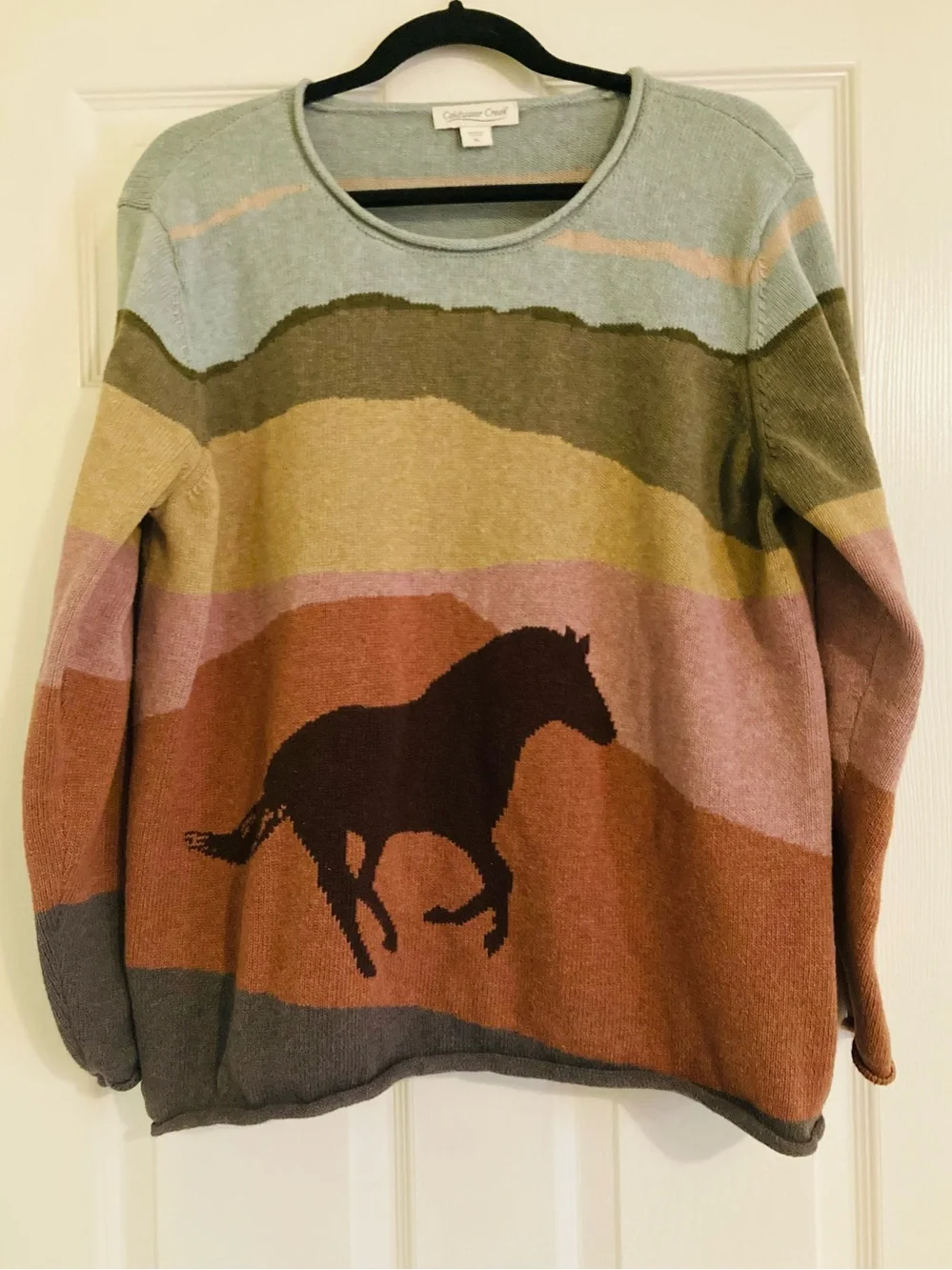 Coldwater Creek Striped Horse Sweater
